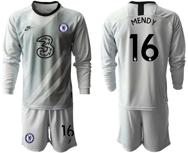 Men 2021 Chelsea gray long sleeve goalkeeper #16 soccer jerseys->chelsea jersey->Soccer Club Jersey
